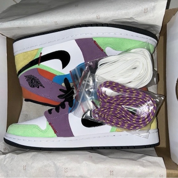 Jordan Shoes - Deadstock Original with OG Box Jordan 1 Mid SE Multi-Color Lightbulb Size 9